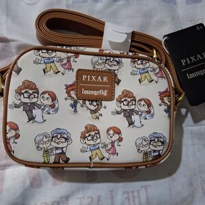 Loungefly Pixar Character Crossbody Bag - Cream and Brown